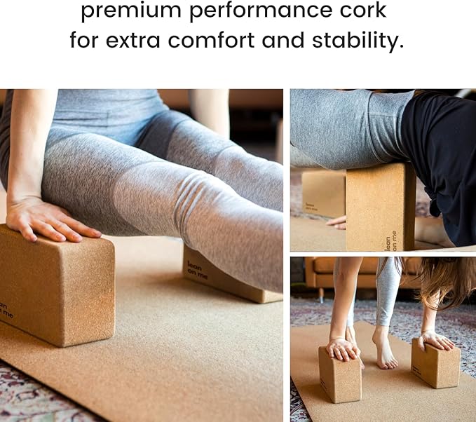 Premium Cork Yoga Blocks - Extra Large Yoga Block 2-Pack or Extra Tall 1-Pack for Inflexible Yogis | Natural, High-Density Cork for Superior Support & Stability | Optional Yoga Strap & Gift Box-GravixFit