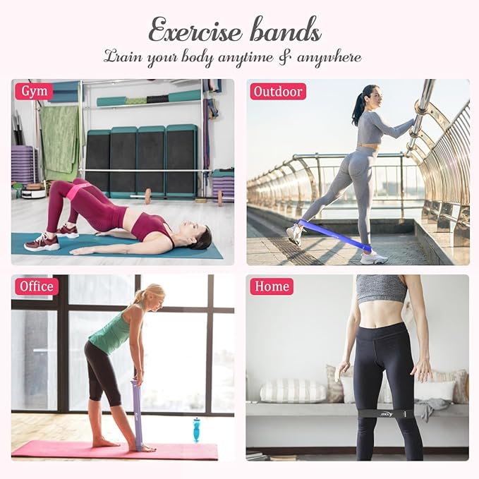 VEICK Resistance Loop Exercise Bands, Elastic Workout Bands for Men Women, Set of 5 Different Resistance Levels Stretch Band for Home Fitness Stretching Strength Training Physical Therap-GravixFit