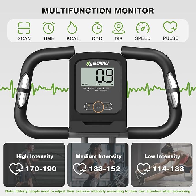 Exercise Bike, 5 in 1 Foldable Stationary Bike for Seniors, 16-Level Adjustable Magentic Resistance, Indoor Workout Bike with 330LB Capacity, Comfortable Seat Backrest X-bike-GravixFit