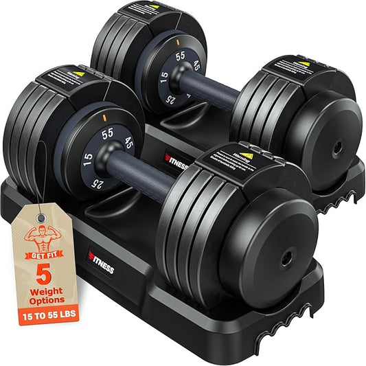 Adjustable Dumbbells Set of 2, 1 Hand Adjustable Weights Dumbbells Set, 5 in 1/10 in 1 Free Dumbbell with Anti-Slip Texture Handle, 25/55/80lb Pair Weight Set For Home Gym Suit both Men and Women-GravixFit