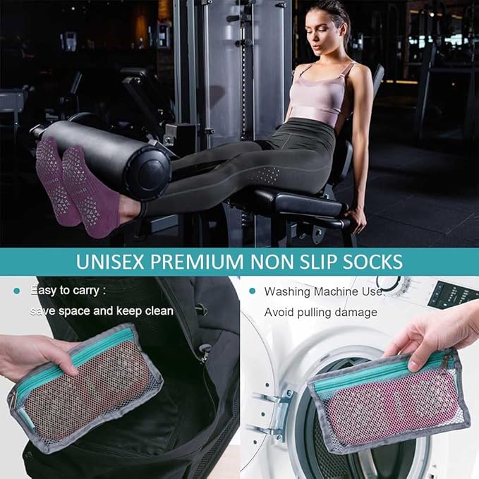 Hylaea Unisex Non Slip Socks with Grip for Yoga, Hospital, Pilates, Barre | Ankle, Cushioned-GravixFit