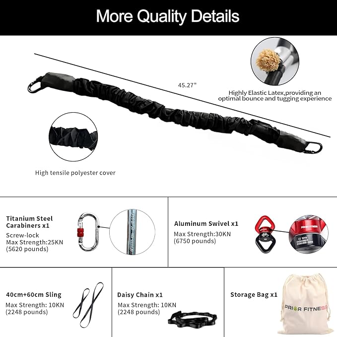 PRIOR FITNESS Bungee Fitness Set Yoga Bungee Cord Rope Resistance Air Dance Rope Exercise Fitness Home Gym Professional Training Equipment-GravixFit