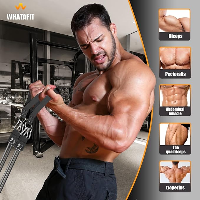 WHATAFIT Resistance Bands, Exercise Bands，Resistance Bands for Working Out, Work Out Bands with Handles for Men and Women Fitness, Strength Training Home Gym Equipment-GravixFit