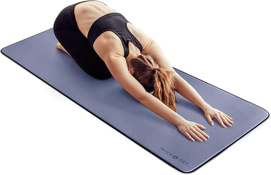 MICRODRY Deluxe Fitness Exercise Yoga Mat for Home & Gym, Extra Thick for High Impact Training, Multi Layered Skid Resistant Surface, Odor Neutralizing with Carrying Strap-GravixFit