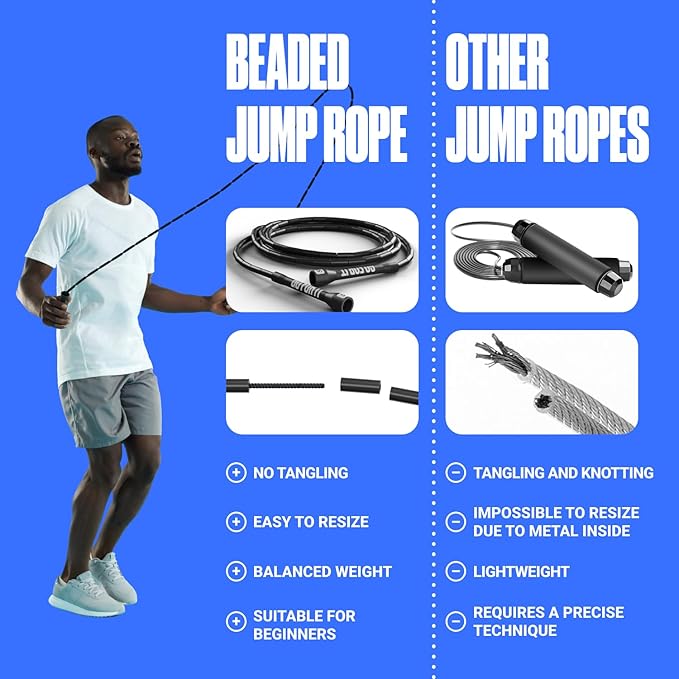 Sportbit Elite Beaded Jump Rope - Adjustable Speed Rope for Fitness, CrossFit, Boxing - Tangle-Free, Lightweight-GravixFit