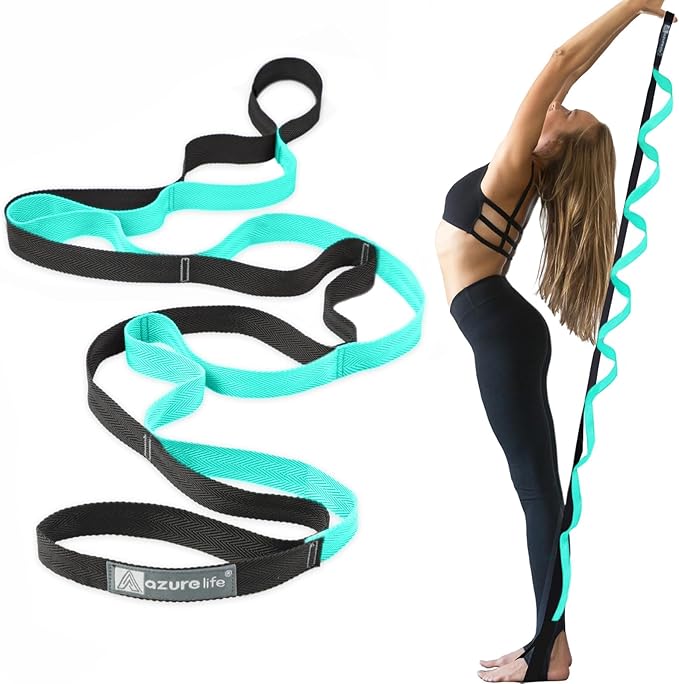 Premium Durable Stretch Straps with Loops, Stretching Strap for Physical Therapy, Multi-Loop Yoga Strap Fitness Exercise Strap for Yoga, Pilates, Dance, Flexibility&Exercise-GravixFit