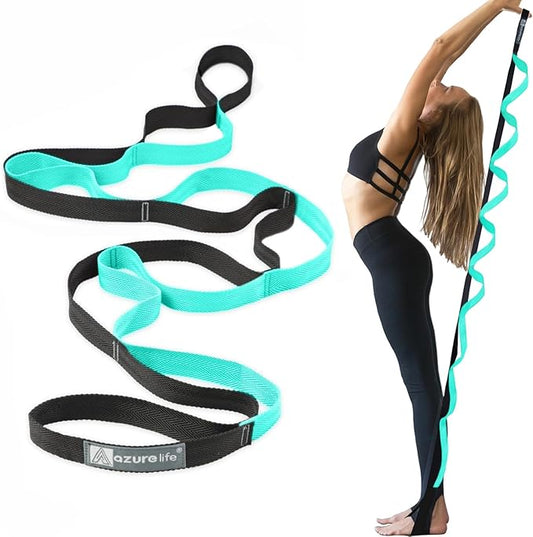 Premium Durable Stretch Straps with Loops, Stretching Strap for Physical Therapy, Multi-Loop Yoga Strap Fitness Exercise Strap for Yoga, Pilates, Dance, Flexibility&Exercise-GravixFit