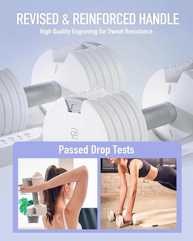 Adjustable Dumbbell – 12.5/25lb Single Unit OR Set of 2 – 5-in-1 Adjustable Weight for Home Gym, Strength Training & Fitness Workouts, White OR Black-GravixFit