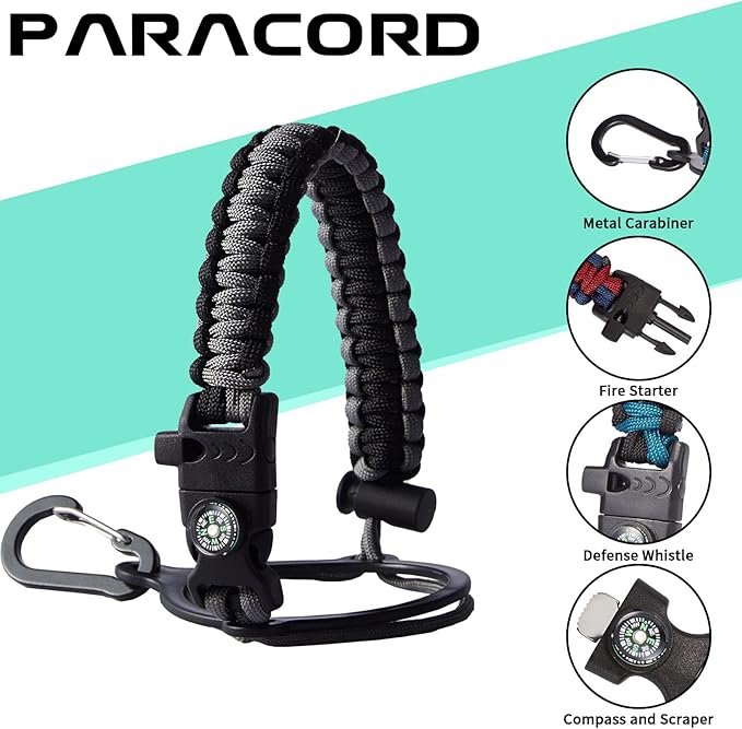 Half Gallon Insulated Water Bottle - with Straw & Spout Lid, Paracord Handle & Carrier Bag, Protective Cup Mat, 64oz Vacuum Stainless Steel Water Bottle, Metal Vacuum Flasks Keep Cold 48h Hot 24h-GravixFit