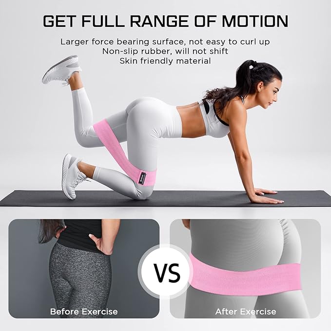 12 Pcs Fabric Resistance Bands for Working Out Booty Workout Stretch Exercise Bands Non Slip for Legs Squat Resistance Loop for Women Men Starter Butt Hip Thigh Fitness-GravixFit