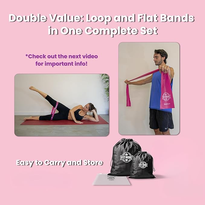 Resistance Bands for Women with Online Workouts Included - Set of Loop & Flat Bands | Ideal for Tone and Sculpt Body at Home, Pilates, Yoga or Rehab with Safe Guided Training-GravixFit