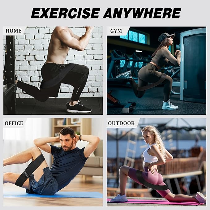 12 Pcs Fabric Resistance Bands for Working Out Booty Workout Stretch Exercise Bands Non Slip for Legs Squat Resistance Loop for Women Men Starter Butt Hip Thigh Fitness-GravixFit