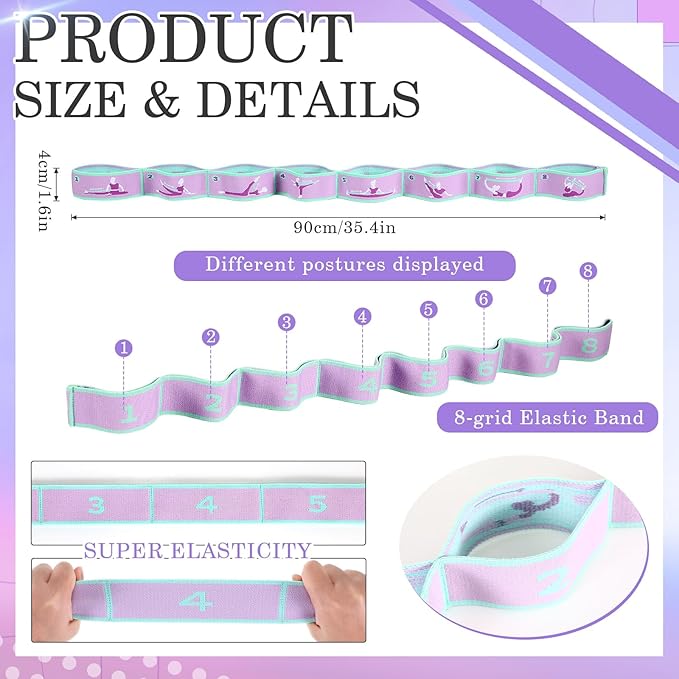 Stretch Strap for Kids Elastic Gymnastics Stretching Ballet Dance Band with 8 Loops Adjustable Exercise Training Resistance Strap for Children Stuff Pilates Latin Yoga Equipment-GravixFit