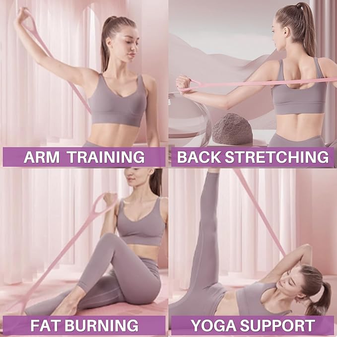 LEZER Figure 8 Resistance Band, Fitness Elastic Rope, Execrise Workout for Arm, Back, Chest and Shoulder, Yoga, Pilates, Stretching, Physical Therapy Equipment-GravixFit