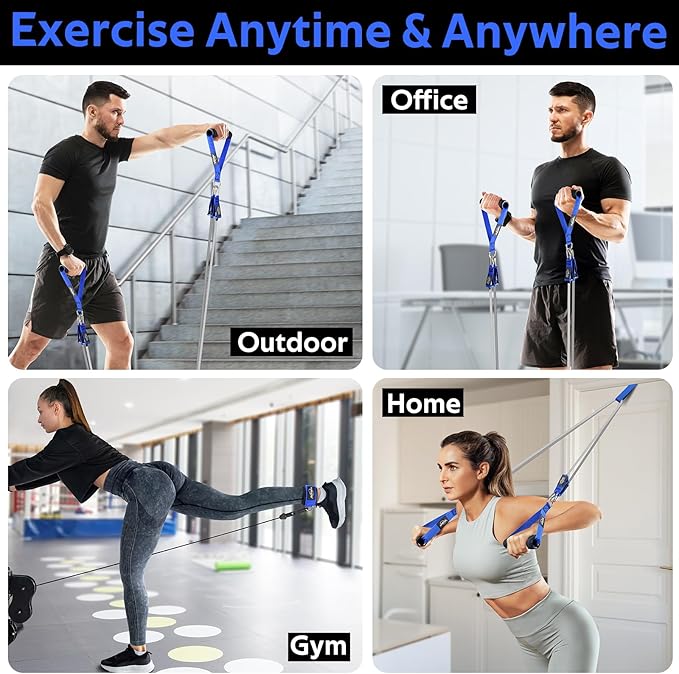 WALITO Resistance Bands Set - Exercise Bands with Handles, Door Anchor, Legs Ankle Straps, for Heavy Resistance Training, Physical Therapy, Muscle Training, Yoga, Home Workouts-GravixFit