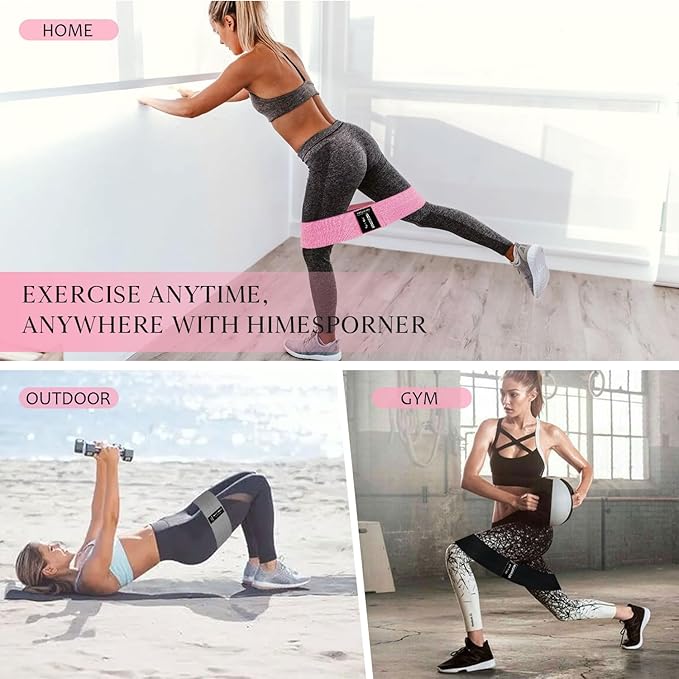 Wide Fabric Resistance Bands for Working Out, 3 Level Non-Slip Exercise Booty Bands for Women & Men Leg and Glutes with Hair Ties and Tape Measure - for Home Gym Workout, Yoga, Pilates-GravixFit