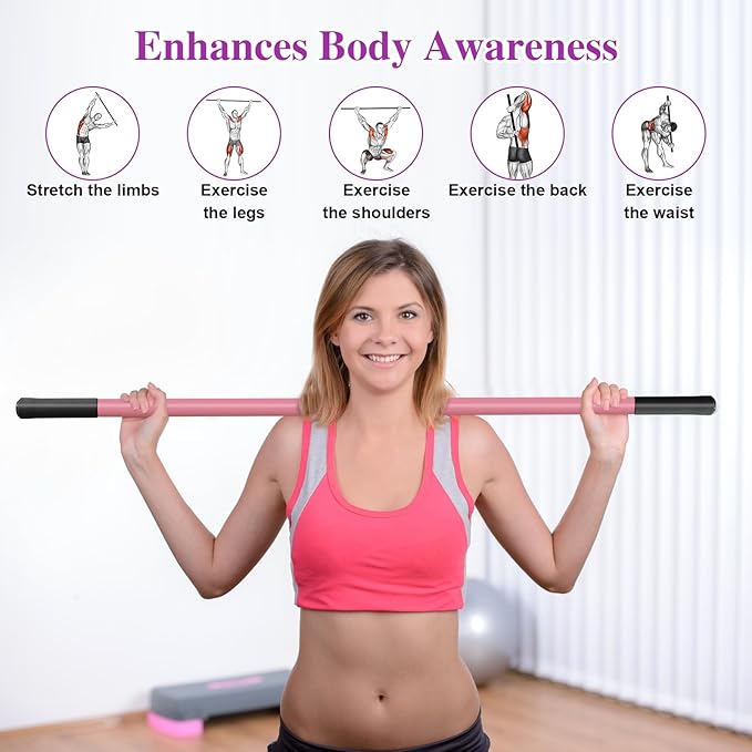 5ft Yoga Stick - Sturdy Steel Adjustable Stretching Stick for Mobility,Flexibility & Balance | Non-Slip Ends & Foam Handles | Exercise Pole for Fitness,Physical Therapy,Posture Correction-GravixFit