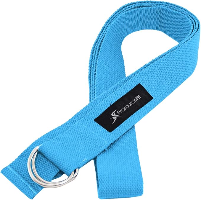 ProsourceFit Metal D-Ring Yoga Strap 8’ Durable Cotton for Stretching and Flexibility-GravixFit