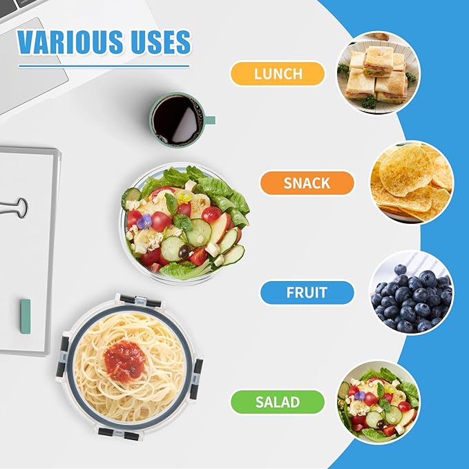 12 Pack Small Glass Food Storage Containers with Lids Airtight, 13oz Leak-Proof Meal Prep Containers Set, Freezer to Microwave Safe, Dishwasher Safe-GravixFit