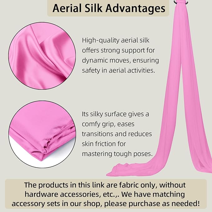 15/25 Yards Aerial Silk Professional Indoor Aerial Yoga Hammock Fabric Outdoor Fitness Silk for Dance, Circus Training, Home Gym-GravixFit