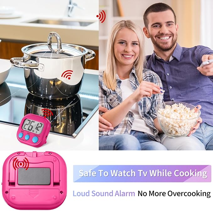 Macarrie 48 Pcs Digital Kitchen Timer Bulk Small Magnetic Backing Stand Timer Clock Loud Alarm LCD Display Electronic Minute Second Count Countdown Alarm for Teacher Classroom Cooking Baking (Fashion)-GravixFit