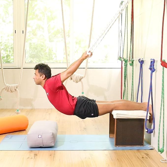 Yogikuti Iyengar Yoga Wall Rope Pair Premium Quality Cotton & Polyester Ropes for Restorative & Anti-Gravity Poses-GravixFit