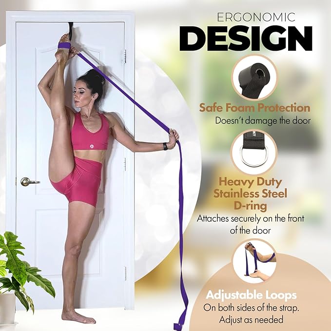 Pilates Stretching Strap with Door Anchor - Flexibility Equipment for Pilates Practitioners - Ideal for Improving Leg Flexibility, Core Stability, and Posture Alignment at Home-GravixFit