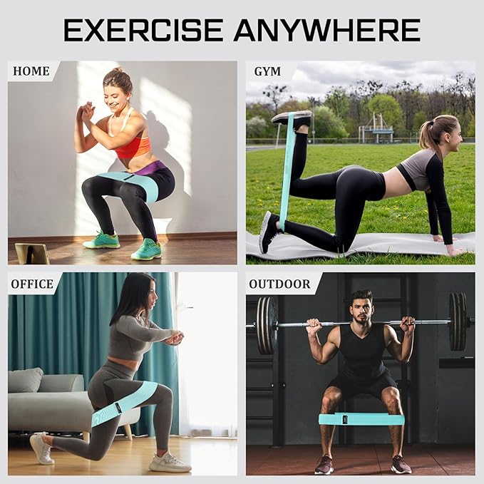 12 Pcs Fabric Resistance Bands for Working Out Booty Workout Stretch Exercise Bands Non Slip for Legs Squat Resistance Loop for Women Men Starter Butt Hip Thigh Fitness-GravixFit