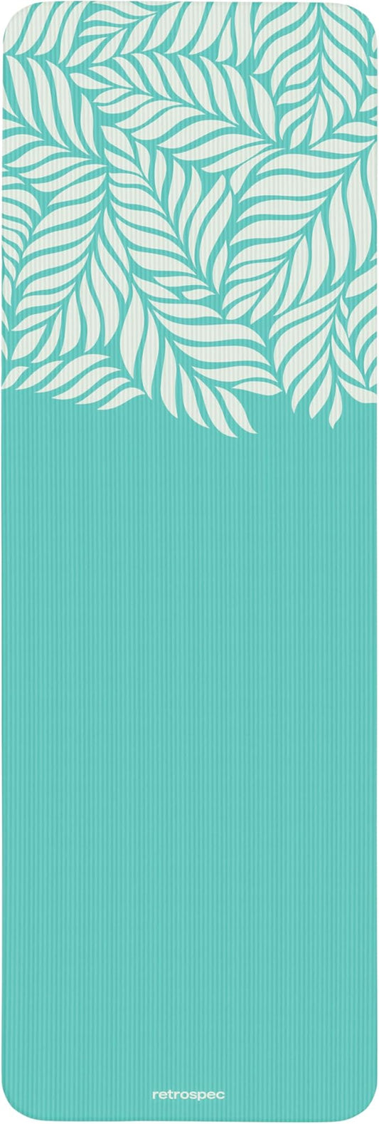 Retrospec Solana Yoga Mat 1" Thick w/Nylon Strap for Men & Women - Non Slip Exercise Mat for Home Yoga, Pilates, Stretching, Floor & Fitness Workouts - Blue Lagoon-GravixFit