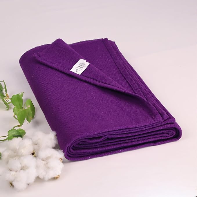 Yogikuti Iyengar Cotton Yoga Blanket Set of One – Thick Handwoven Yoga Blankets for Restorative Yoga, Meditation & Pranayama – Premium Cotton Yoga Blanket for Support & Comfort in Pranayama (Purple)-GravixFit