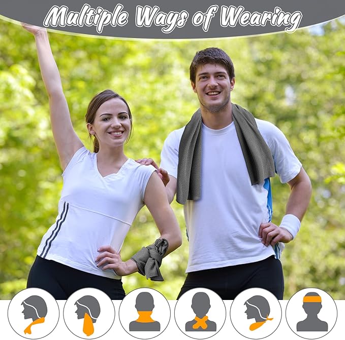 20 Pcs Cooling Towel 40" x 12" Ice Towel for Neck and Face Microfiber Chilly with Bag Breathable Yoga Gym Stay Cool Towels Sweat Rag for Workout Running Camping Pilates Beach Accessories (Dark Gray)-GravixFit