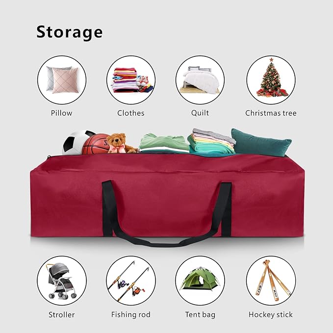 TOPDesign 46 Inch Extra Large Zippered Duffel Bag for Travel Camping Sports Equipment Storage, Waterproof Foldable Luggage Bag with Padded Handles-GravixFit