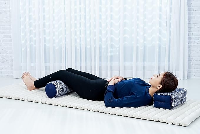 Leewadee Small Yoga Bolster – Shape-Retaining Cervical Neck Roll, Tube Pillow for Comfortable Reading, Kapok Filling, 22 x 6 x 6 inches-GravixFit