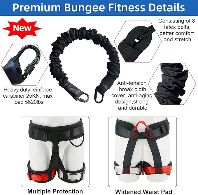 PRIOR FITNESS Bungee Fitness Equipment Set Casual Latex Cord Resistance Bands Dance Rope Exercise at Home Gym Suspension Trainer Professional Training Equipment-GravixFit