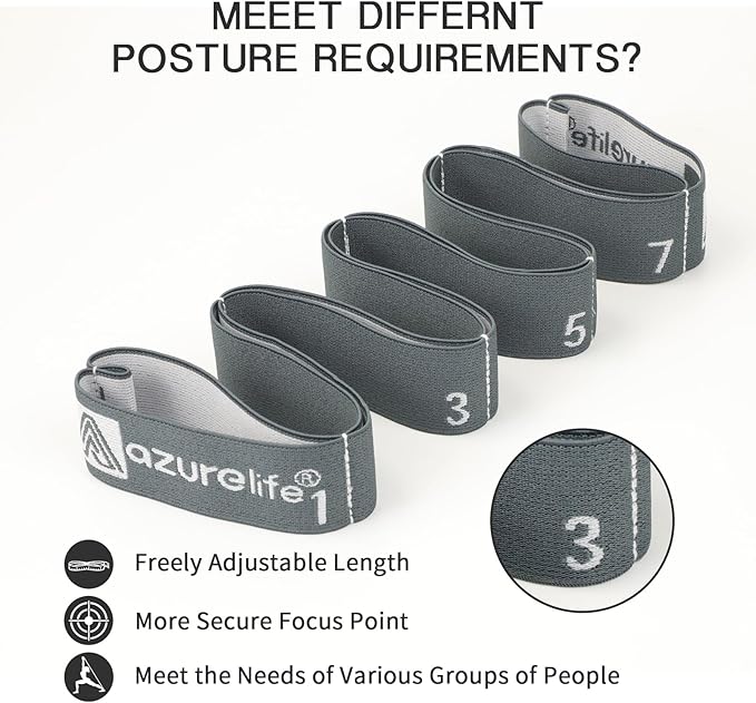 Premium Durable Stretch Straps with Loops, Stretching Strap for Physical Therapy, Multi-Loop Yoga Strap Fitness Exercise Strap for Yoga, Pilates, Dance, Flexibility&Exercise-GravixFit