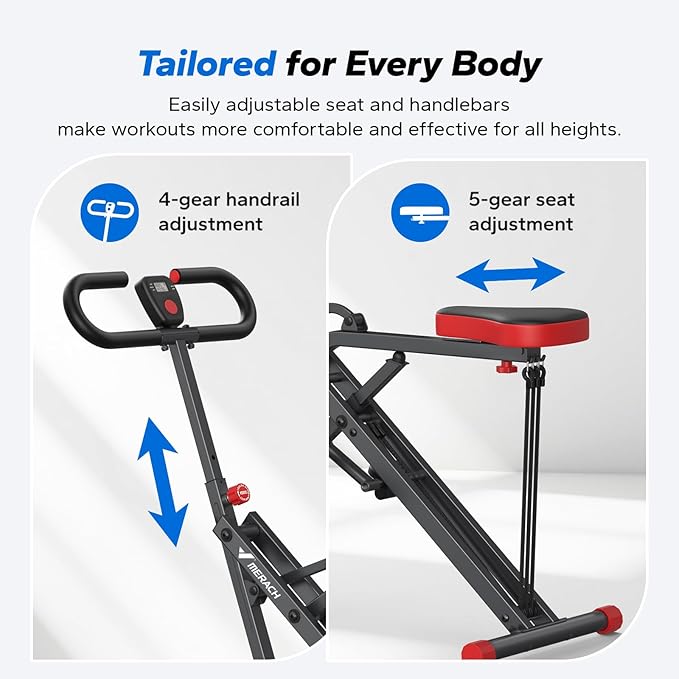 Squat Machine, MERACH R07 2 in 1 Squat Rowing Machine, Easy Setup & Foldable Exercise Equipment, Glute Trainer Machine, Glutes & Leg Home Workout Machine-GravixFit