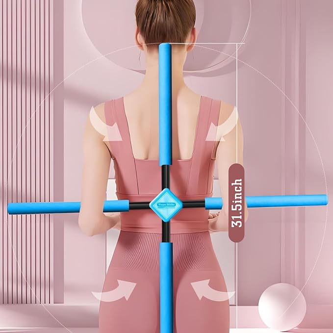 Back Straightener Posture Corrector|Yoga Stick Stretching Tool for Women and Men|Portable Posture Corrector Pole,Stretch Mobility Stick, Physical Workout Exercise Dowel-GravixFit