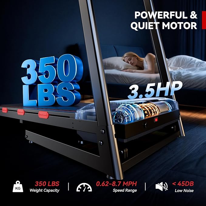 8.7MPH Incline Treadmill for Running and Walking, 3.5HP Quiet BLDC Treadmills for Home with Double Deck Technology, 350 lbs Weight Capacity, APP, Heart Rate-GravixFit