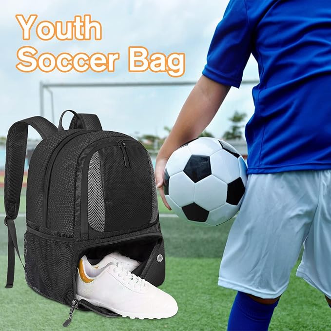 YOREPEK Soccer Backpack,Soccer Bag with Ball Holder, Water resistant Sport Equipment Bags Fit Basketball Volleyball Football-GravixFit