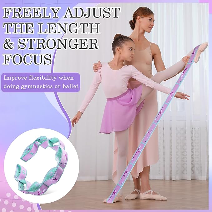 Stretch Strap for Kids Elastic Gymnastics Stretching Ballet Dance Band with 8 Loops Adjustable Exercise Training Resistance Strap for Children Stuff Pilates Latin Yoga Equipment-GravixFit