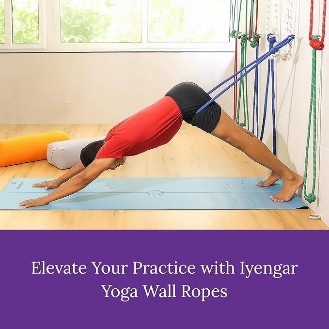 Yogikuti Iyengar Yoga Wall Rope Pair Premium Quality Cotton & Polyester Ropes for Restorative & Anti-Gravity Poses-GravixFit