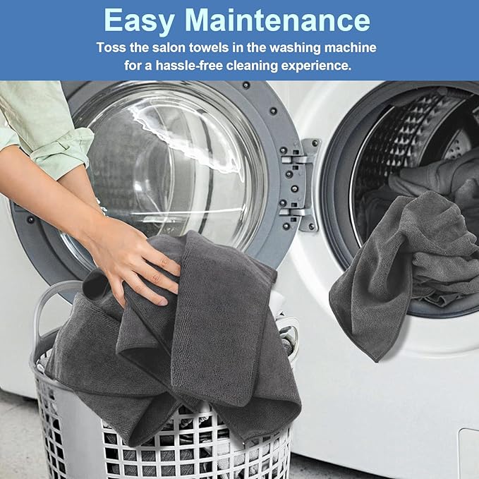 48 Pack Gym Towels Set - Highly Absorbent and Quick Drying Microfiber Salon Towels, Premium Hand Cloths for Bathroom, Gym, Shower, Hotel, and Spa - 16x27 inch (Grey)-GravixFit