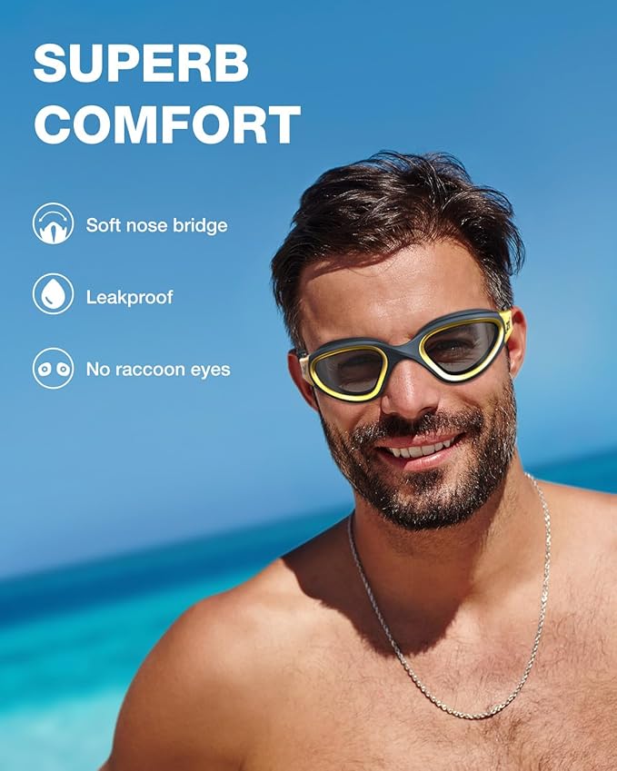 ZIONOR Swim Goggles, G1 MAX Polarized Anti-Fog Swimming Goggles for Men Women