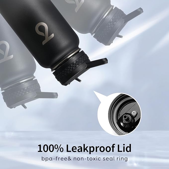 Trebo 32 oz Water Bottle Insulated with Paracord Handle and 3 Lids, Leakproof Stainless Steel Vacuum Water Jug Keep Cold 48 Hours, BPA-Free Gym Water Flask for Men Women Sports, Travel, Dark Gray-GravixFit