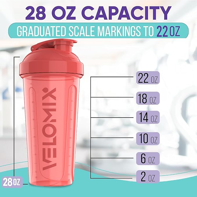 '-2 Pack- 28 oz Protein Shaker Bottles for Protein Mixes - 2x Wire Whisk | Leak Proof Shaker Cups for Protein Shakes | Protein Shaker Bottle Pack (Pink Set)-GravixFit
