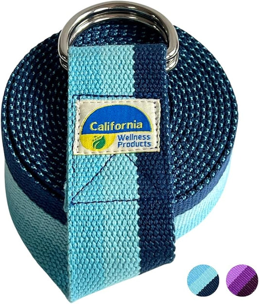 California Yoga Strap | Yoga Belt with Safe Adjustable D-Ring Buckle for Pilates | Stretching Strap | Exercise Bands | Physical Therapy | Improves Sitting Posture-GravixFit