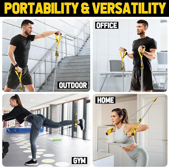 WALITO Resistance Bands Set - Exercise Bands with Handles, Door Anchor, Legs Ankle Straps, for Heavy Resistance Training, Physical Therapy, Muscle Training, Yoga, Home Workouts-GravixFit