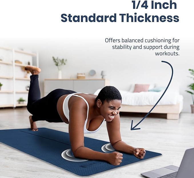 Extra Wide Yoga Mat for Men Women (72"L x 36"W) Non Slip Fitness & Exercise Mat with Alignment Marks for Yoga, Pilates, Floor Workouts-GravixFit