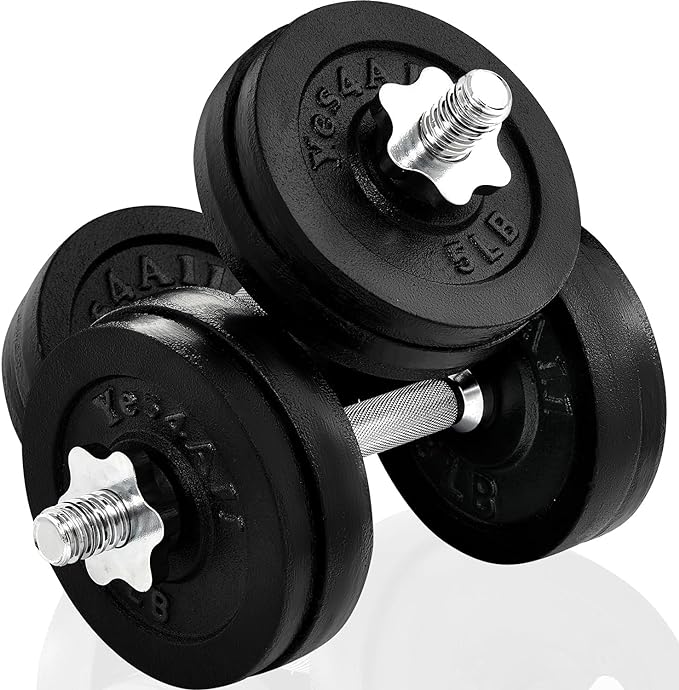 Yes4All Adjustable Dumbbell Set with Weight Plates/Connector - Exercise & Workout Equipment - Size Options 40lbs to 200lbs-GravixFit