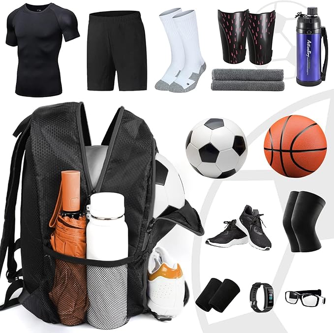 YOREPEK Soccer Backpack,Soccer Bag with Ball Holder, Water resistant Sport Equipment Bags Fit Basketball Volleyball Football-GravixFit
